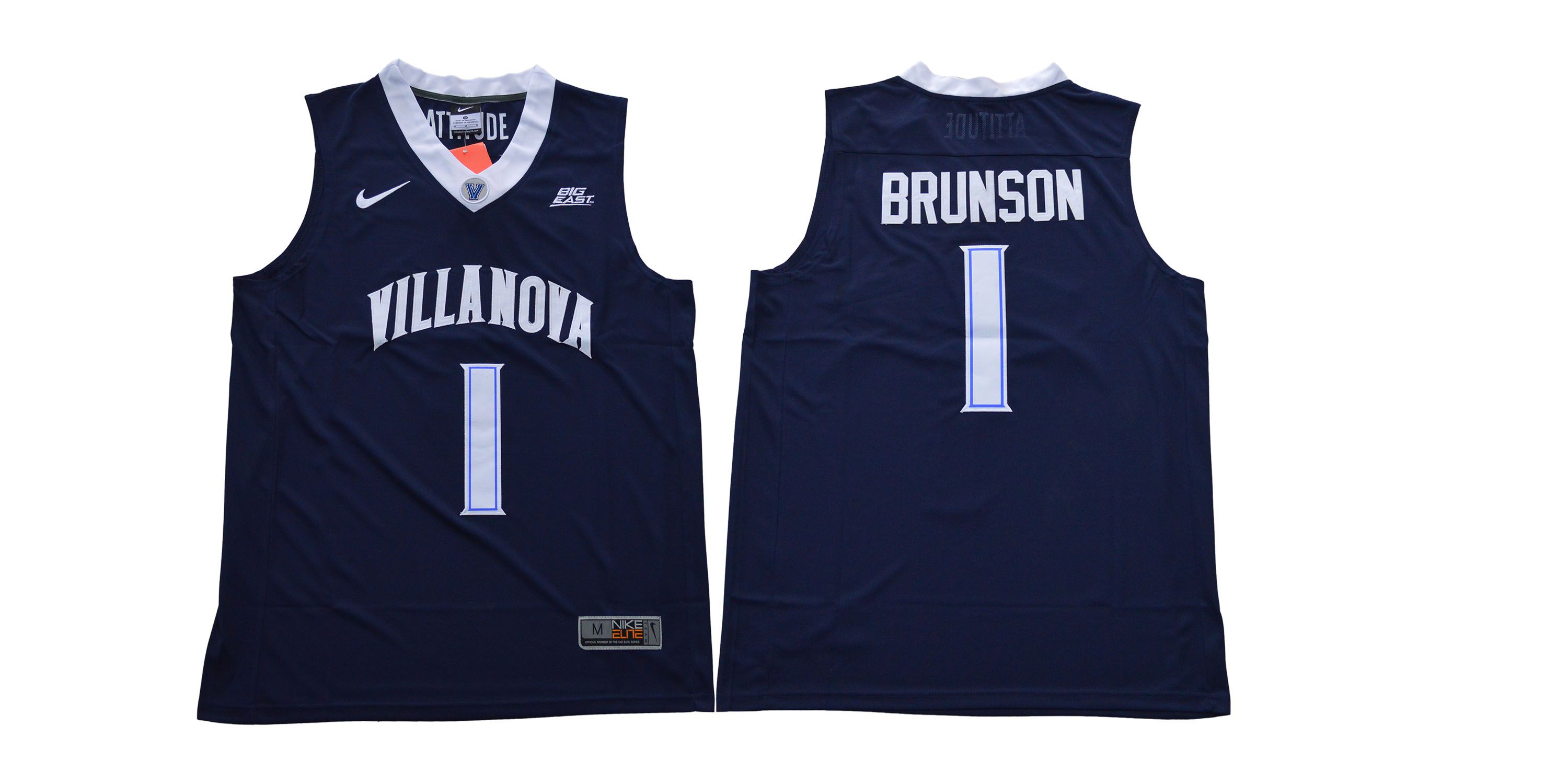 Men Villanova #1 Brunson Blue Nike NCAA Jerseys1->->NCAA Jersey